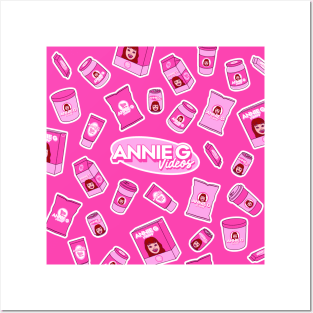 Anniegvideos Mini Collage Bright Pink Posters and Art